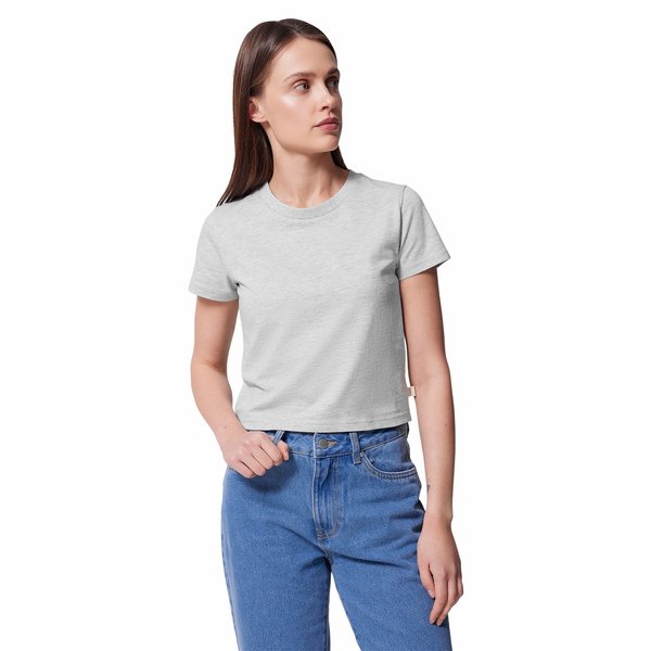 Koszulka, crop top damski OTHWSS24TTSHF1478 Outhorn - chłodny jasny szary melanż