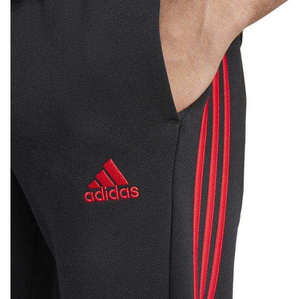 Spodnie dresowe męskie Essentials Fleece 3-Stripes Tapered Cuff Adidas - czarne/czerwony