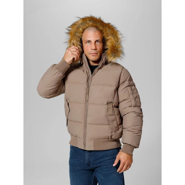 Kurtka męska Burnt Quilted Hooded Jacket Pitbull West Coast - Dark Sand