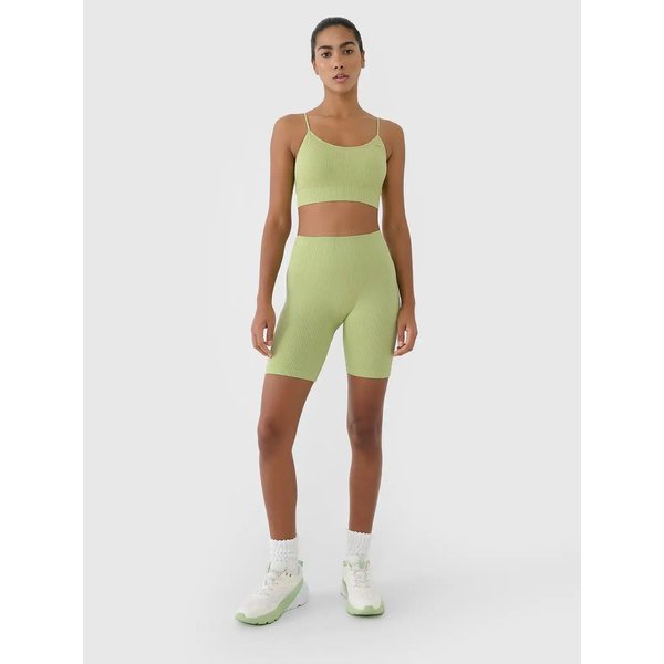 Legginsy, kolarki bezszwowe damskie TFSTF014 4F - jasna zieleń