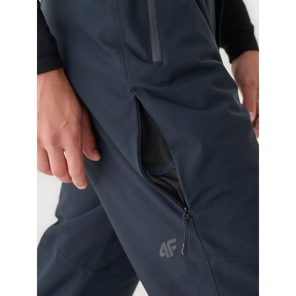 Spodnie narciarskie męskie na szelkach TFTRM0775 4F - głęboka czerń