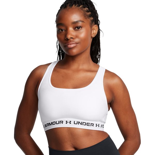 Biustonosz sportowy damski Crossback Mid Bra Under Armour - biały