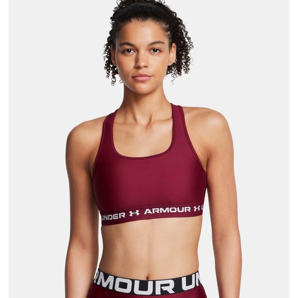 Biustonosz sportowy damski Crossback Mid Bra Under Armour - Cardinal/White