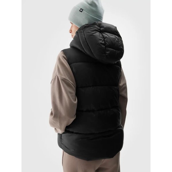 Kamizelka puchowa damska TVJAF141 4F - głęboka czerń