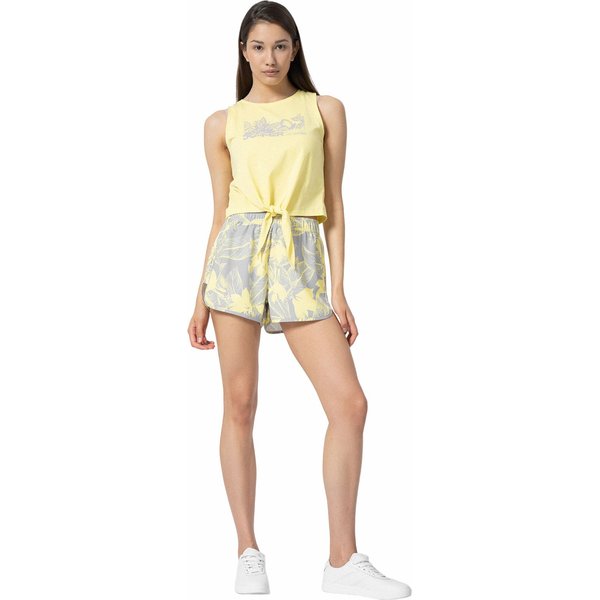 Spodenki plażowe damskie 4FSS23UBDSF044 4F - jasny żółty allover
