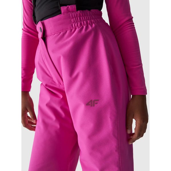 Spodnie narciarskie dziewczęce na szelkach TFTRF659 4F - różowy