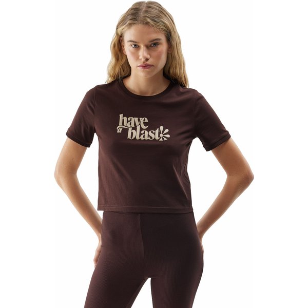 Koszulka damska 4FAW23TTSHF0879 4F - brąz