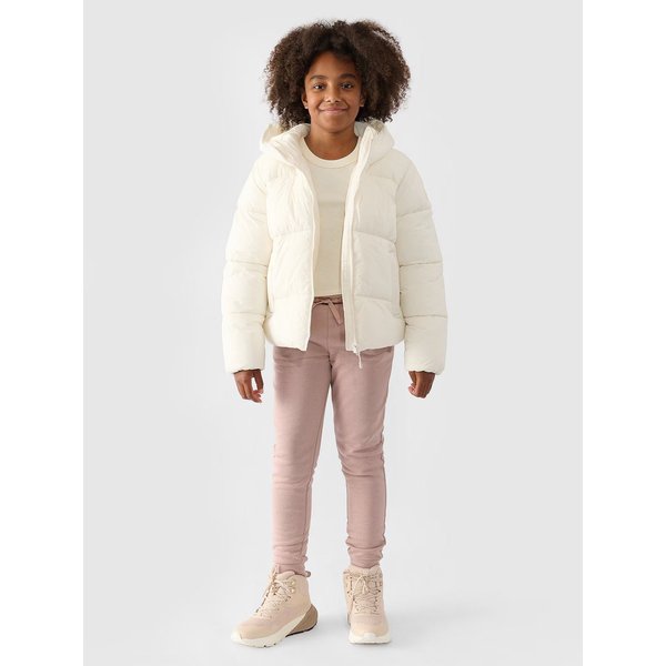 Kurtka puchowa dziewczęca TDJAF450 4F - biały