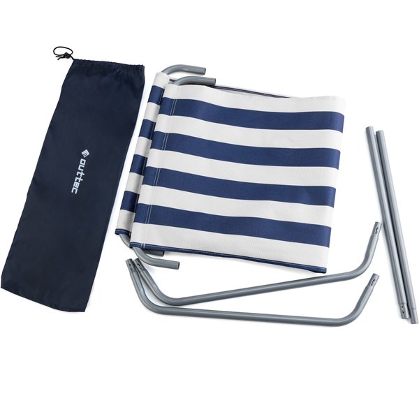 Leżak plażowy, ogrodowy Outtec - paski granatowy/biały