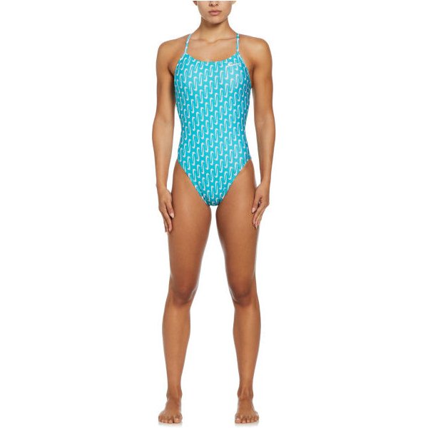 Strój kąpielowy damski Cutout One Piece Nike Swim - Blue