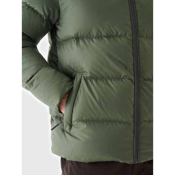 Kurtka puchowa męska TDJAM513 4F - oliwkowy