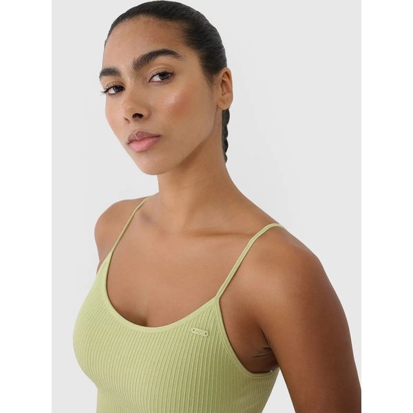 Biustonosz sportowy bezszwowy damski USBAF151 4F - jasna zieleń