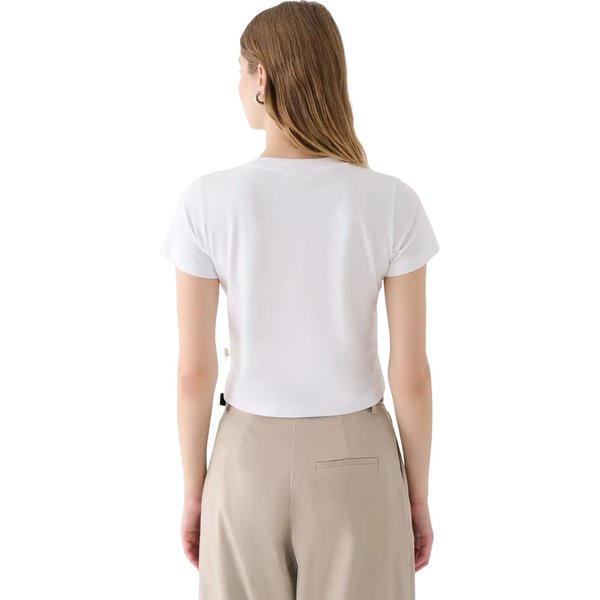 Koszulka, crop top damski OTHWAW24TTSHF2139 Outhorn - biały