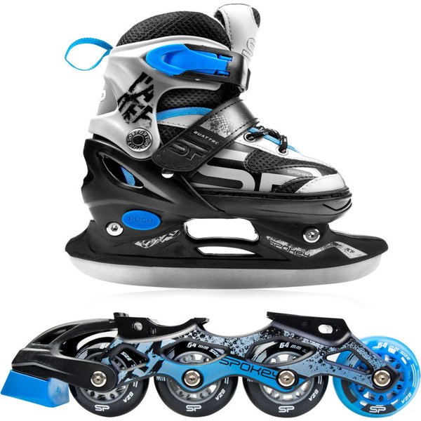 Rolki regulowane z wymienną płozą Quattro 4w1 Spokey - niebieskie