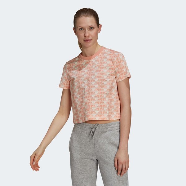 Koszulka damska Brand Love Cropped Tee Adidas - peach