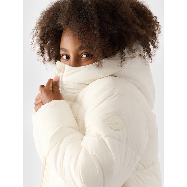 Kurtka puchowa dziewczęca TDJAF450 4F - biały
