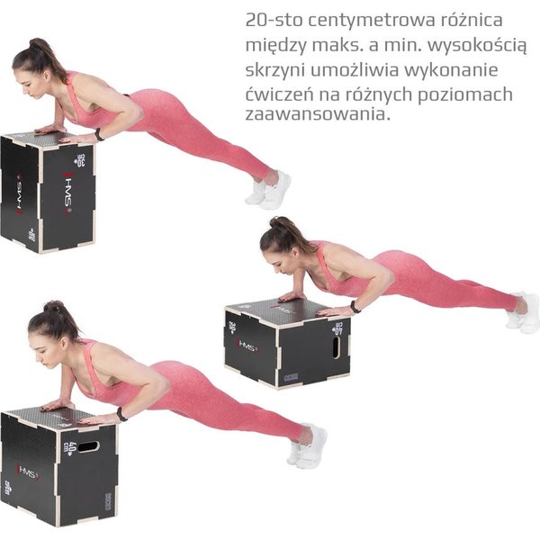 Skrzynia plyometryczna drewniana, crossfit DSCO3 HMS