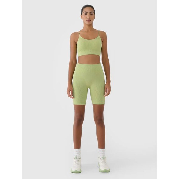 Biustonosz sportowy bezszwowy damski USBAF151 4F - jasna zieleń