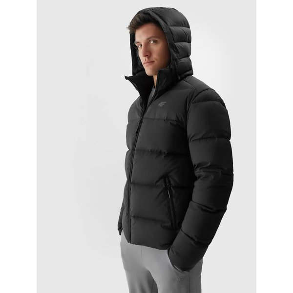 Kurtka puchowa męska TDJAM513 4F - głęboka czerń