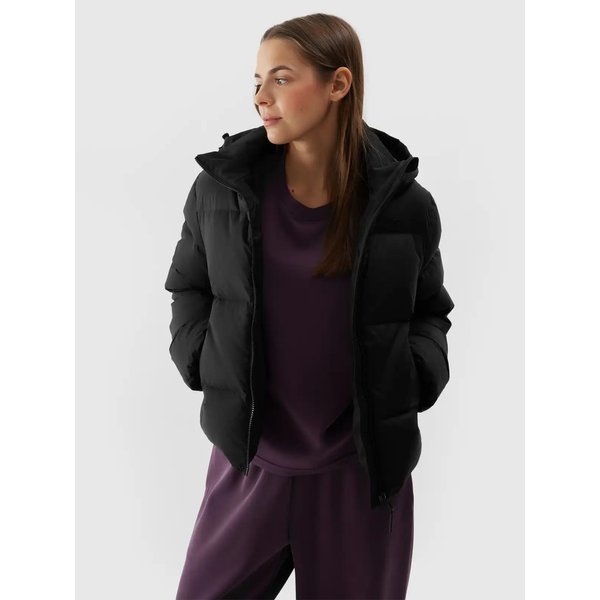 Kurtka puchowa damska TDJAF481 4F - głęboka czerń