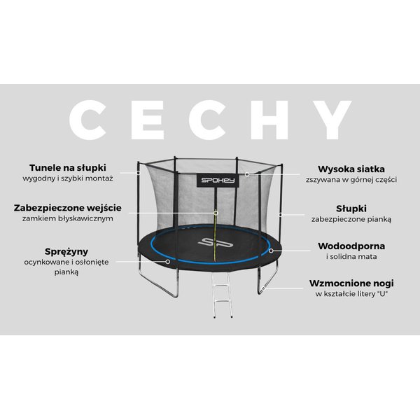 Trampolina ogrodowa Jumper 244cm Spokey - czarny/zielony