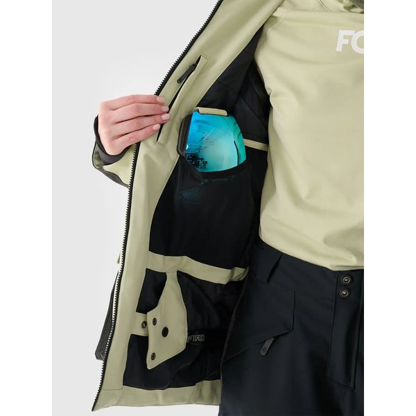 Kurtka snowboardowa damska TTJAF587 4F - oliwkowy