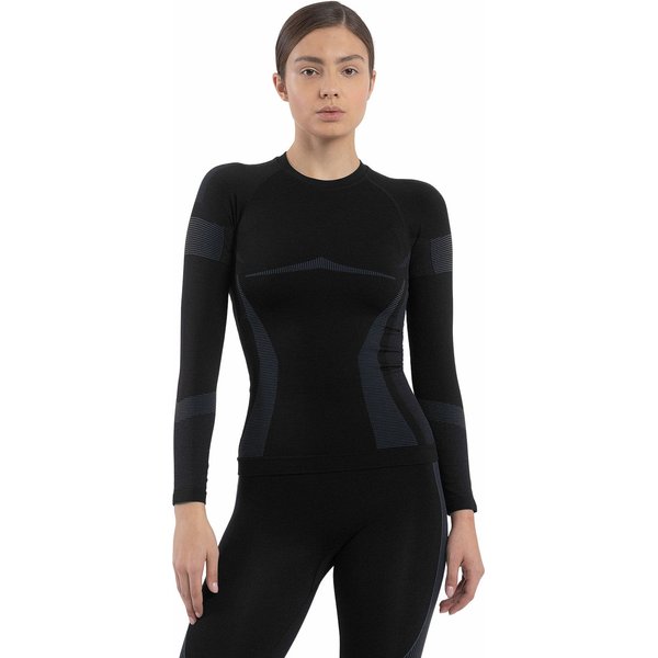 Longsleeve bezszwowy damski 4FAW23USEAF113 4F - głęboka czerń