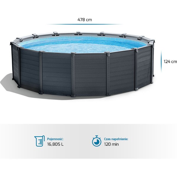 Basen panelowy Graphite Panel 478x124cm Intex - 26384