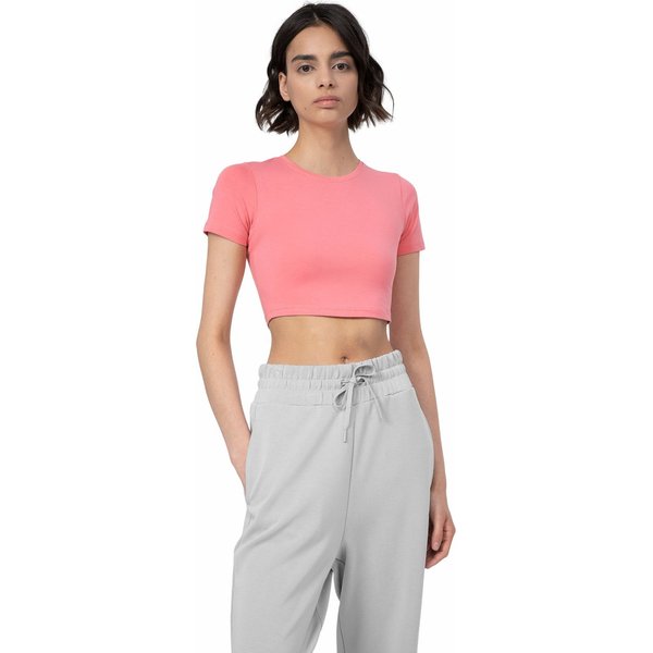 Koszulka, crop-top damski 4FSS23TTSHF345 4F - różowa