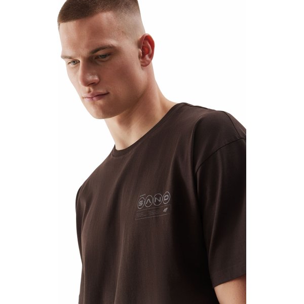Koszulka męska 4FWSS24TTSHM1286 4F - ciemny brązowy