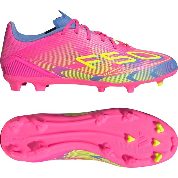 Buty piłkarskie, korki F50 League FG/MG Adidas - Lucid Pink/Lucid Lemon/Blue Fusion
