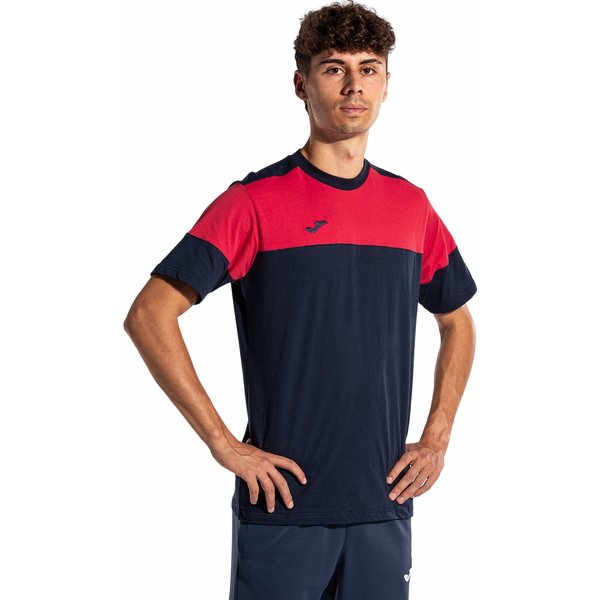 Koszulka męska Crew V Short Sleeve Joma - white navy
