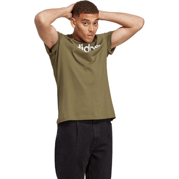 Koszulka męska Essentials Single Jersey Linear Embroidered Logo Adidas - khaki