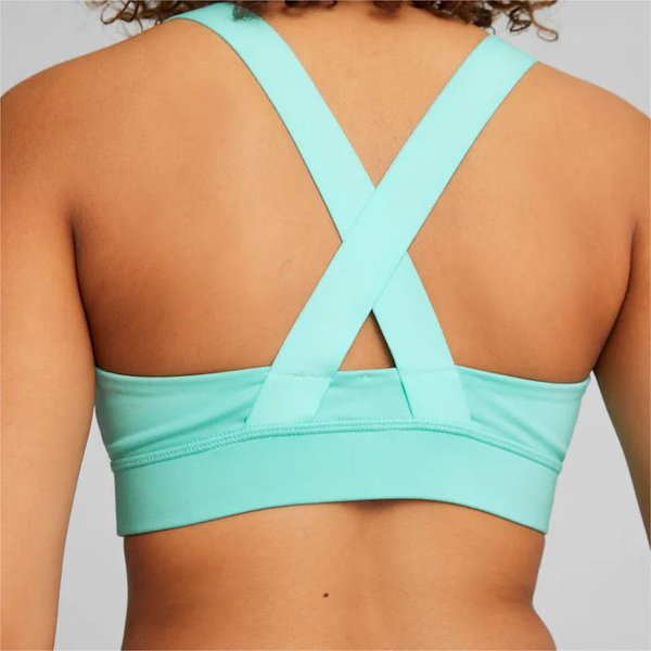 Biustonosz sportowy damski Mid Impact Fit Bra Puma - turkusowy