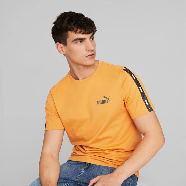 Koszulka męska ESS+ Tape Tee Puma - musztardowa