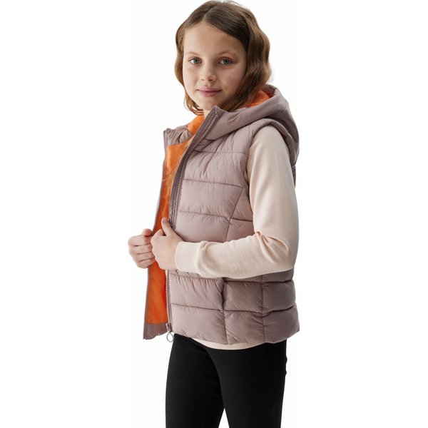 Kamizelka puchowa dziewczęca 4FJWSS24TVJAF080 4F - beż