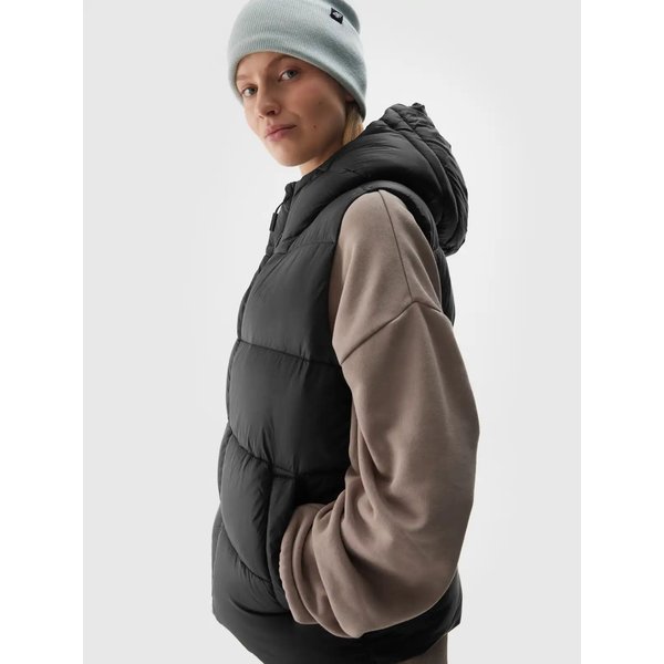 Kamizelka puchowa damska TVJAF141 4F - głęboka czerń