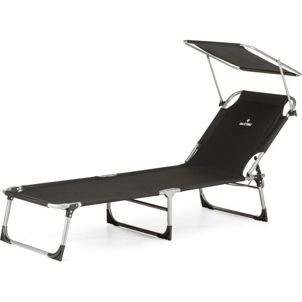Leżak, łóżko plażowe z daszkiem Outtec - czarny