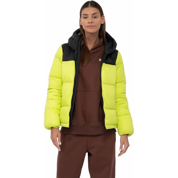 Kurtka puchowa damska 4FAW23TDJAF230 4F - soczysta zieleń