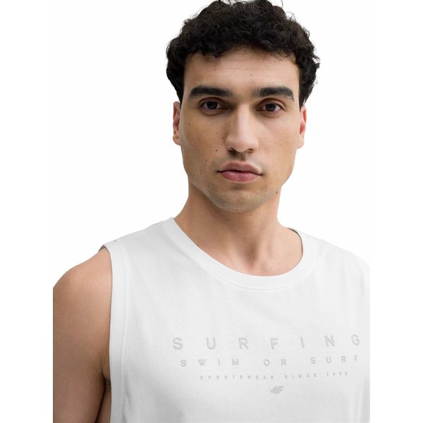 Bezrękawnik, tank top męski 4FSS23TTSHM368 4F - biała