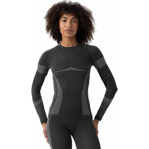 Longsleeve bezszwowy damski 4FAW23USEAF113 4F - ciemny szary