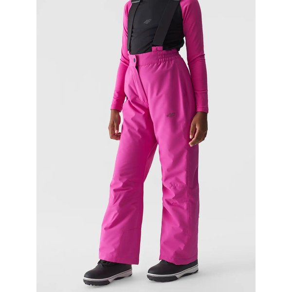 Spodnie narciarskie dziewczęce na szelkach TFTRF659 4F - różowy