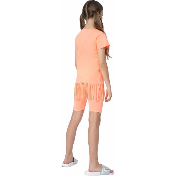 Legginsy kolarki dziewczęce 4FJSS23TTIGF051 4F - łososiowy neon