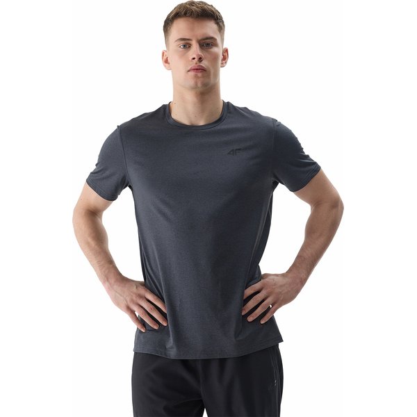 Koszulka męska 4FWSS24TFTSM599 4F - głęboka czerń melanż