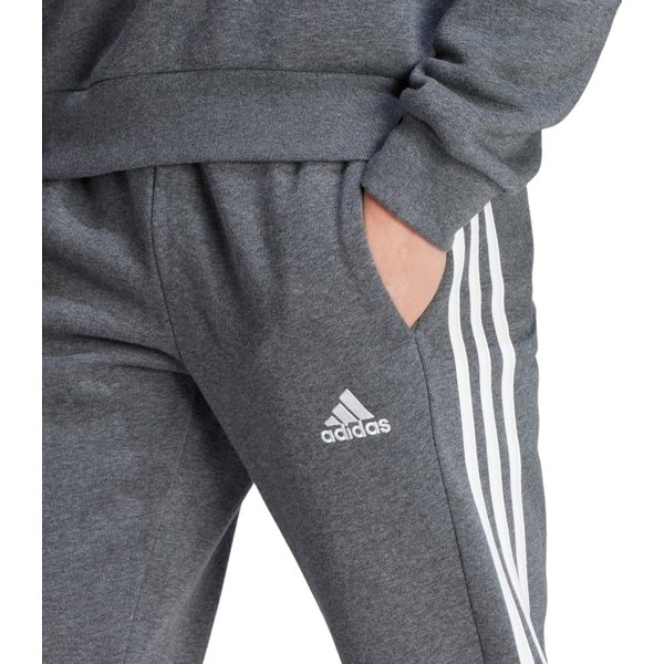 Spodnie dresowe męskie Essentials Fleece 3-Stripes Tapered Cuff Adidas - ciemny szary