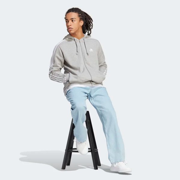 Bluza męska Essentials French Terry 3-Stripes Full-Zip Adidas - szary