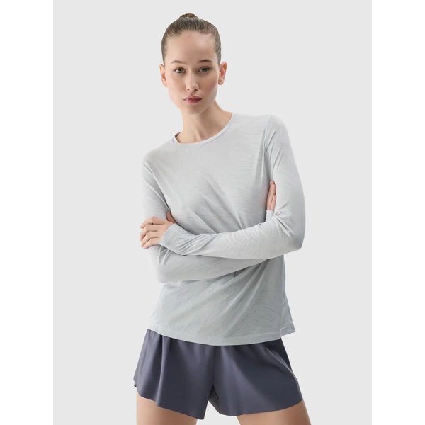 Longsleeve damski TFLOF328 4F - chłodny jasny szary