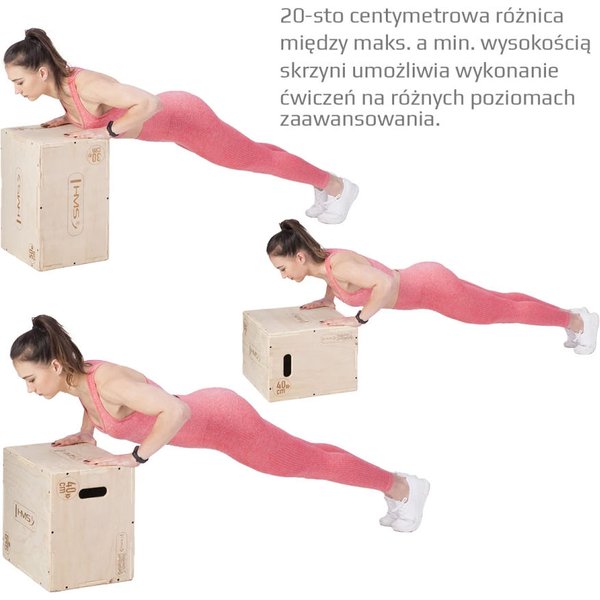 Skrzynia plyometryczna drewniana, crossfit DSCO4 HMS