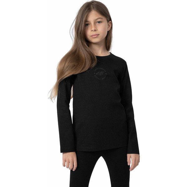 Longsleeve dziewczęcy 4FJSS23TLONF056 4F - czarna
