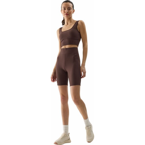 Bezrękawnik, crop top damski 4FWSS24TSLEF072 4F - ciemny brązowy